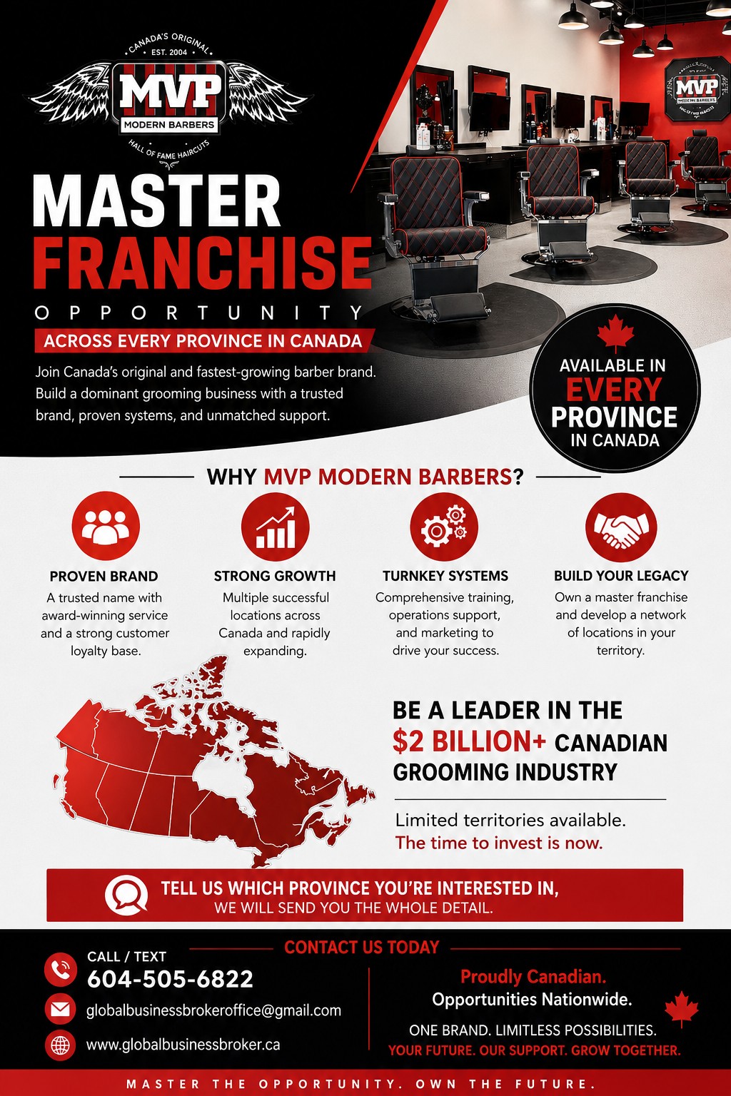  CANADA-WIDE MASTER FRANCHISE TERRITORIES NOW AVAILABLE 
